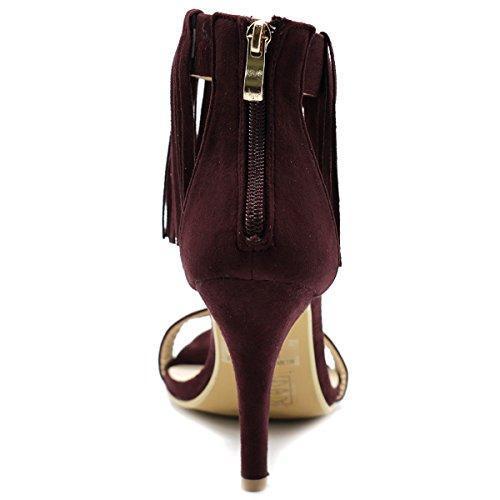 Ollio Women's Shoe Fringe Ankle High Pump Heel Sandals