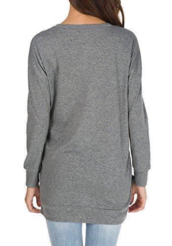 levaca Women's Fall Long Sleeve Side Split Loose Casual Pullover Tunic Tops