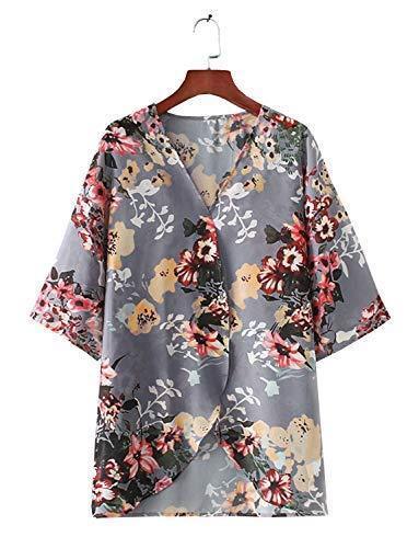 Women Floral Kimono Cardigan Chiffon Casual Loose Open Front Cover Up Tops (27 Colors)