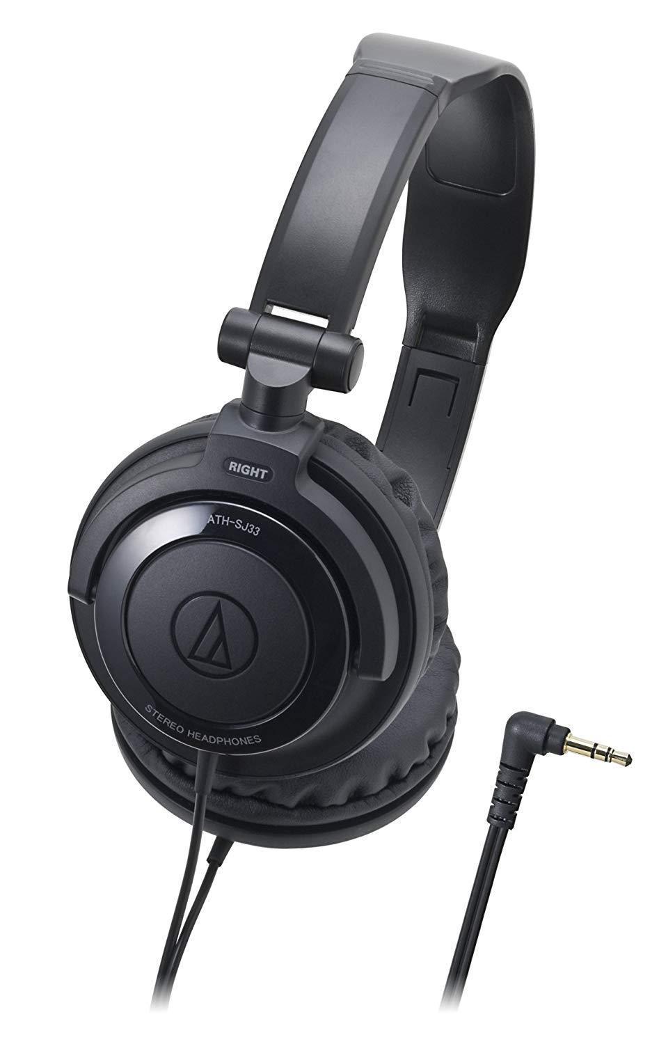 Audio Technica ATH-SJ33 BK Black | DJ Style Portable Headphones (Japan Import)