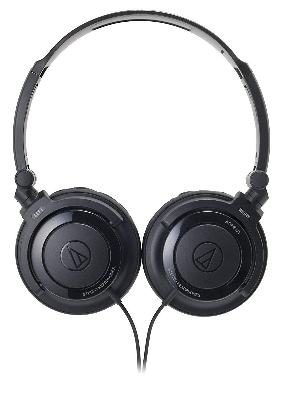 Audio Technica ATH-SJ33 BK Black | DJ Style Portable Headphones (Japan Import)
